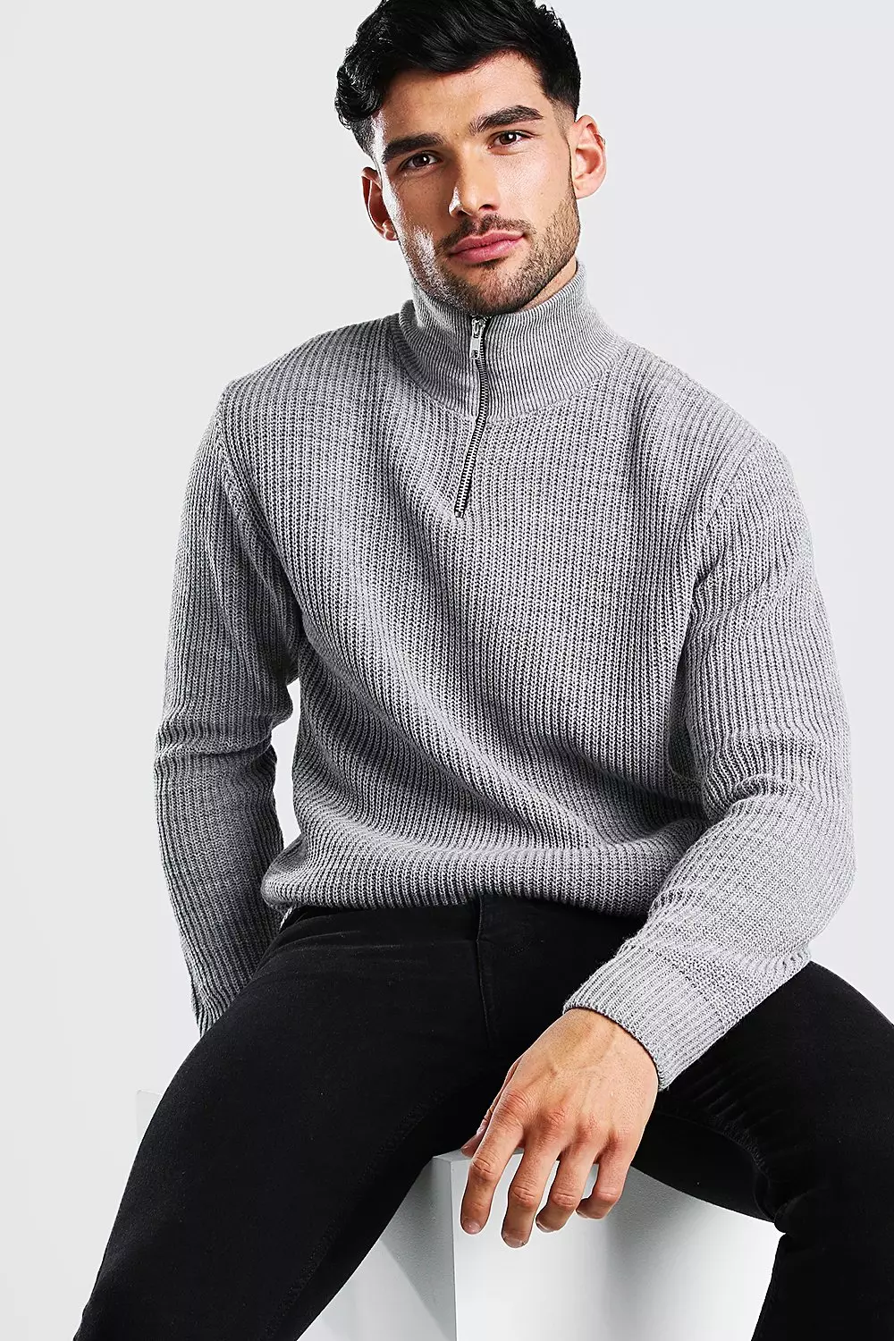 Mens half zip chunky jumper new arrivals